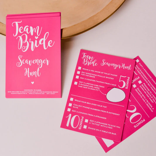 Pink Team Bride Game Cards - Scavenger Hunt