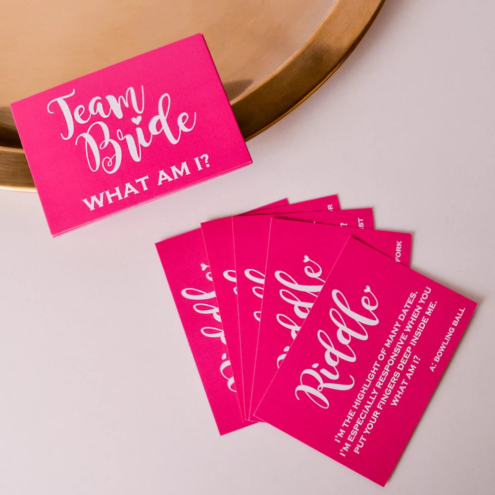 Pink Team Bride Game Cards - What Am I