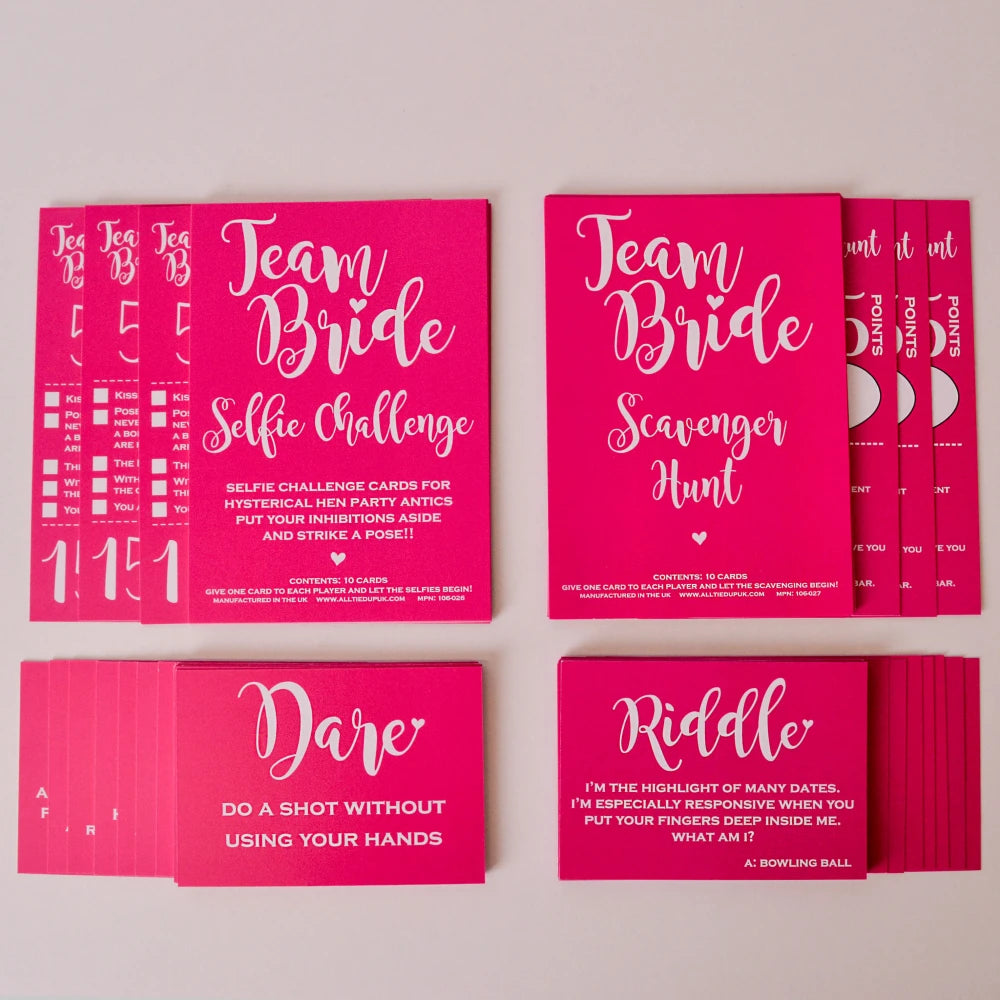 Pink Team Bride Game Cards - What Am I