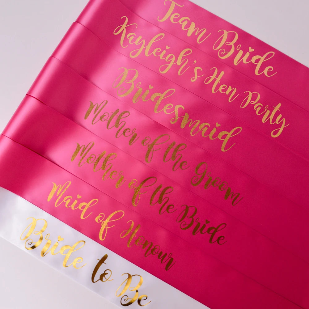 Pink Team Bride Sash - Maid Of Honour