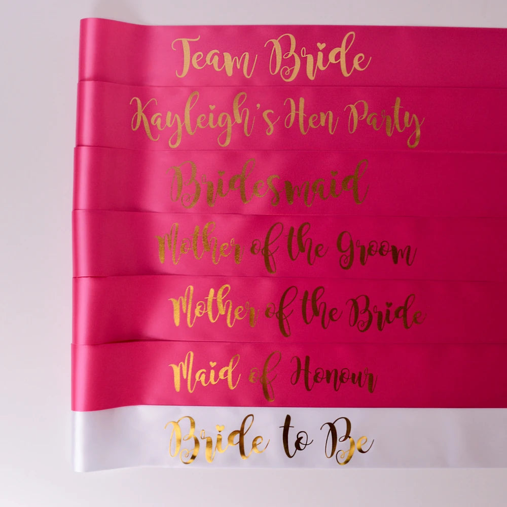 Pink Team Bride Sash - Bridesmaid