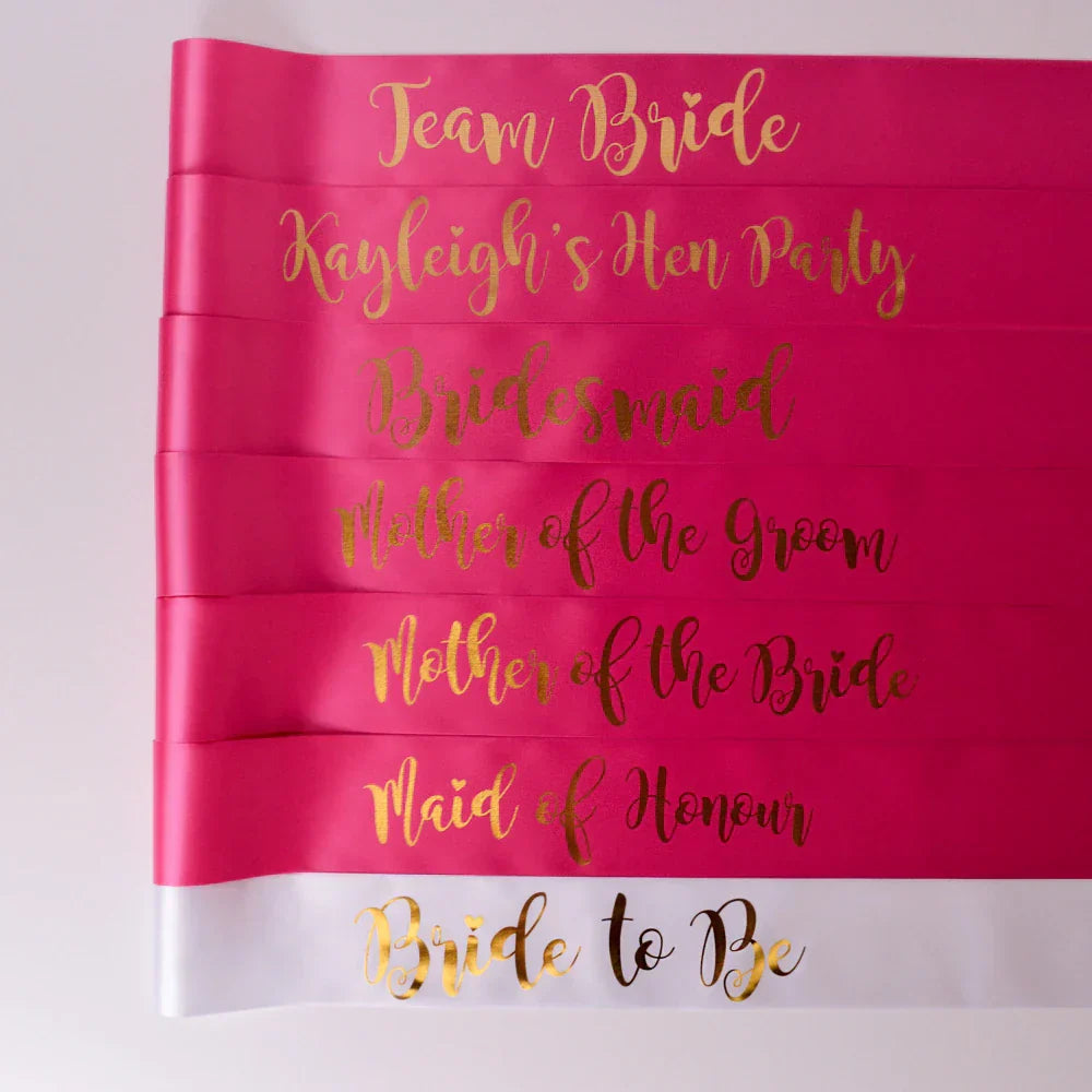 Pink Team Bride Sash - Bride To Be