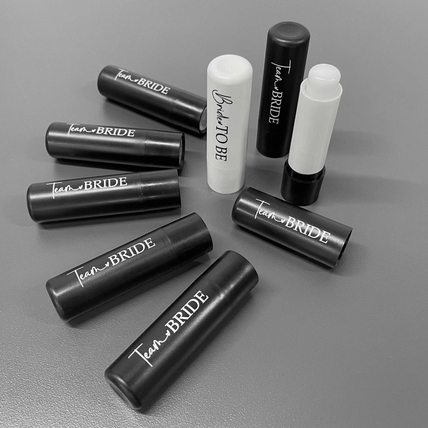 Team bride hen party Lip balm pack including a Bride to Be lip balm. 