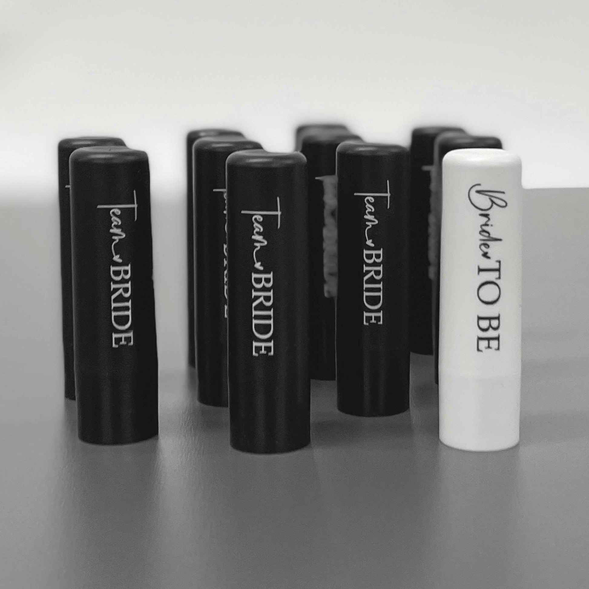 Team Bride Hen Party Lip Balm Pack including a Bride to Be lip balm. 