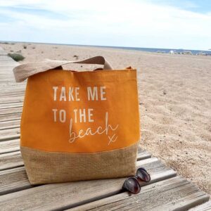 Personalised Beach Bag In Mustard - Take Me To The Beach