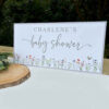 Personalised Baby Shower Banner with Floral Wildflower Decorations