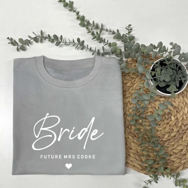 Future Bride Sweatshirt With Name - Grey and White