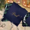 Personalised Couples Pyjamas With Name in Navy and Green Tartan