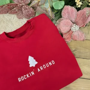 Rockin' Around Christmas Jumper - Red Jumper With White Glitter