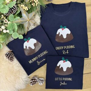 Christmas Pudding T-Shirts - Matching Family Christmas T-Shirt Set