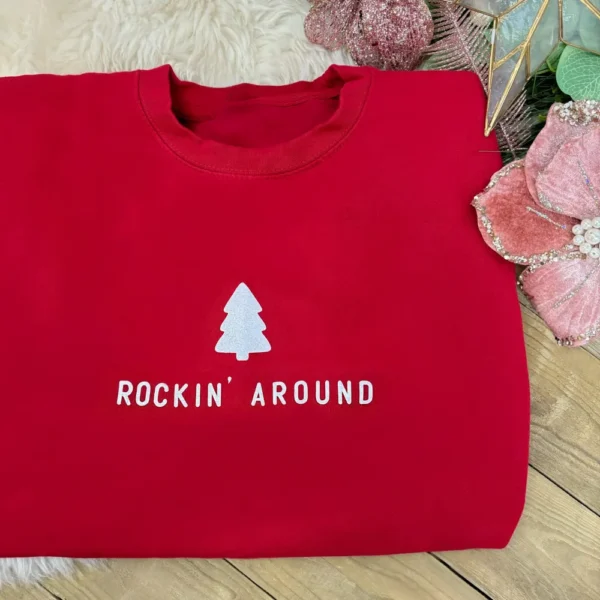 Rockin' Around Christmas Jumper - Red Jumper With White Glitter