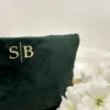 Personalised Accessory Bag in Soft Pink and Green Velvet. Personalised With Initials.