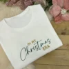 In My Christmas Era Jumper In White, Gold and Green Glitter