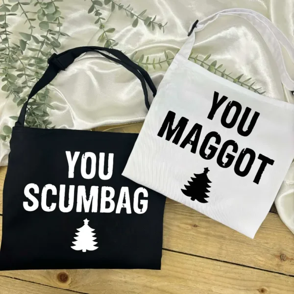 Scumbag Maggot Christmas Aprons in Black and White - Couples Christmas Aprons