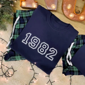 Couples Pyjamas With Custom Year - Tartan Trousers or Shorts Set With T-Shirt