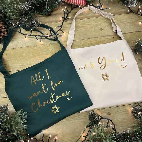 Couples Christmas Apron Set - All I Want For Christmas Is You