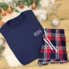 Personalised Women's Pyjama Set - Tartan Pyjama Shorts or Trousers With Initials