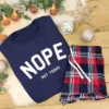 Women's Tartan Pyjamas - NOPE Not Today With T-Shirt and Tartan Shorts or Trousers