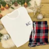 Personalised Women's Pyjama Set - Tartan Pyjama Shorts or Trousers With Initials